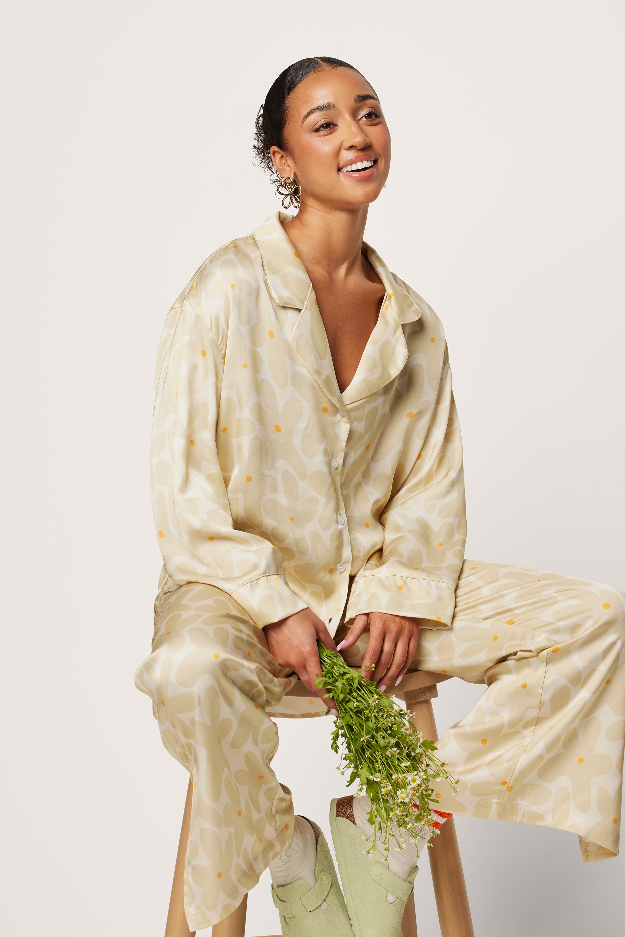 Abstract Daisy Long Pajama Set